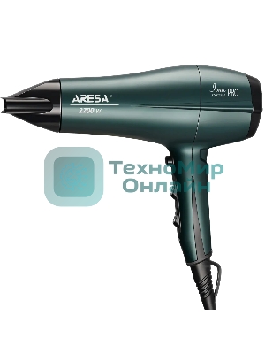Фен ARESA AR-3218 зеленый, 2200 Вт, ионизация