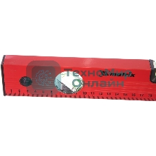 Уровень Matrix алюминиевый, 400 мм, 3 глазка, красный, линейка