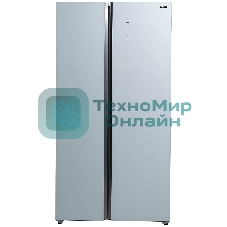 Холодильник Бирюса SBS 541 TWG текстурированное белое стекло двухкамерный 343/198 л морозилка слева, NoFrost, Side-by-side