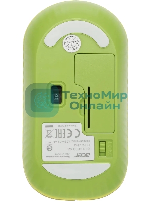 Мышь беспроводная Acer OMR205 зеленый/желтый, 1200 dpi, радиоканал, USB, кнопки - 3