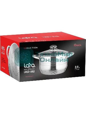 Кастрюля Lara LR02-582 SONATA 20x12,5 см, 3.9 л, нержавеющая сталь, с крышкой