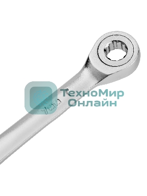 Ключ комбинированный трещоточный Denzel 7 мм, CrV, матовый хром