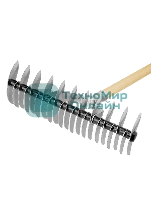 Грабли Palisad BASE двусторонние аэраторные, стальные, зубъя 11/21шт, 340 мм, деревянный черенок