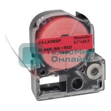 Картридж ленточный Cactus CS-LK5RBP черный шрифт, красный фон (18 мм, 9 м) для Epson LW400/LW700/LW600P/LW1000P/K400/Z700/Z900