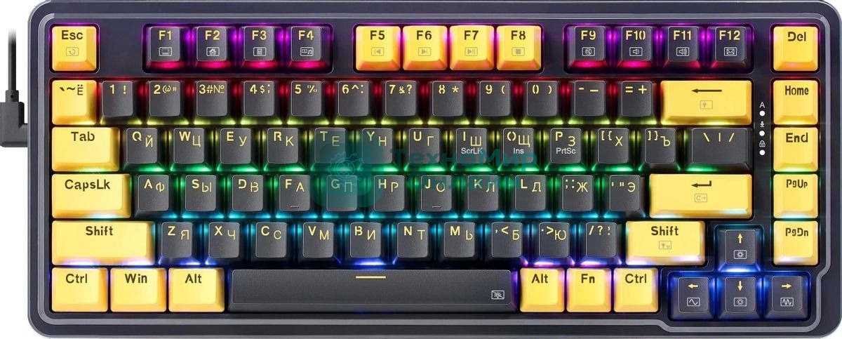 Игровая клавиатура REDRAGON ELF черно-желтая (USB, Redragon+Melt Gold, 82 кл ., RGB)