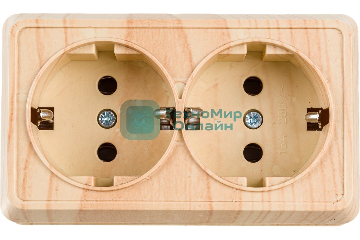 Розетка 2-м ОП Октава 16А РС22-3-ОС с заземл. сосна IEK ERO21-K03-16-DC