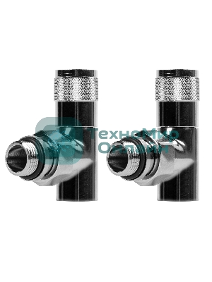 Набор дизайн-вентилей, PIANO, угловой (хром) 1/2