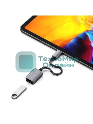 Кабель-адаптер Satechi USB-C to USB 3.0. серый космос