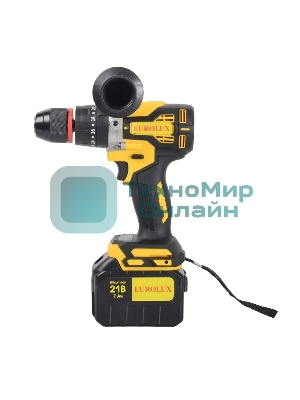 Дрель-шуруповерт Eurolux ДА-21/2Li, 20 В, 3 Ач, 55 Нм, бесщеточный
