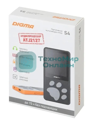 Плеер Hi-Fi Flash Digma S4 8Gb белый/оранжевый/1.8