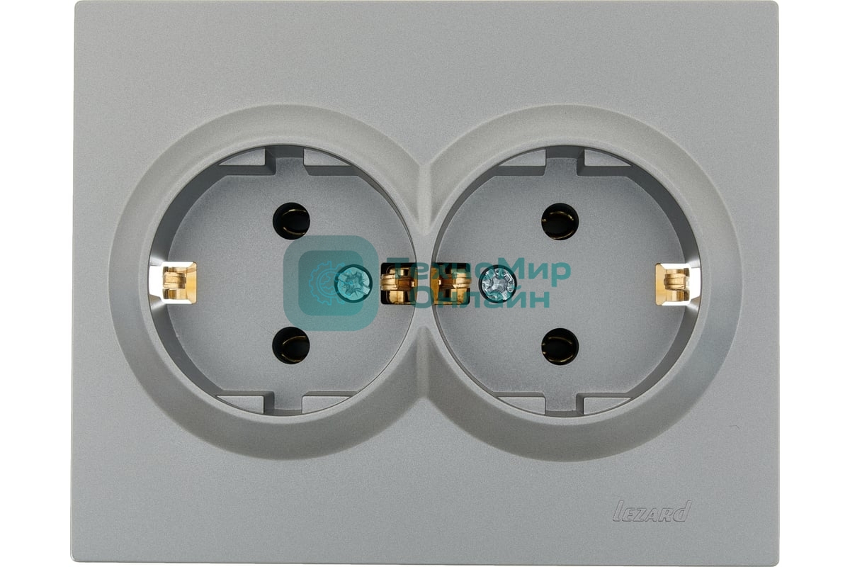 Розетка 2-м СП VESNA с заземл. ПБТ платина LEZARD 742-3500-127B