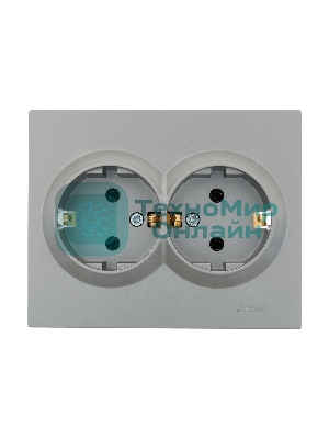 Розетка 2-м СП VESNA с заземл. ПБТ платина LEZARD 742-3500-127B