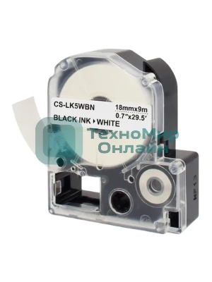 Картридж ленточный Cactus CS-LK5WBN черный шрифт, белый фон (18 мм, 9 м) для Epson LW300/LW400/LW700/LW600P/LW1000P