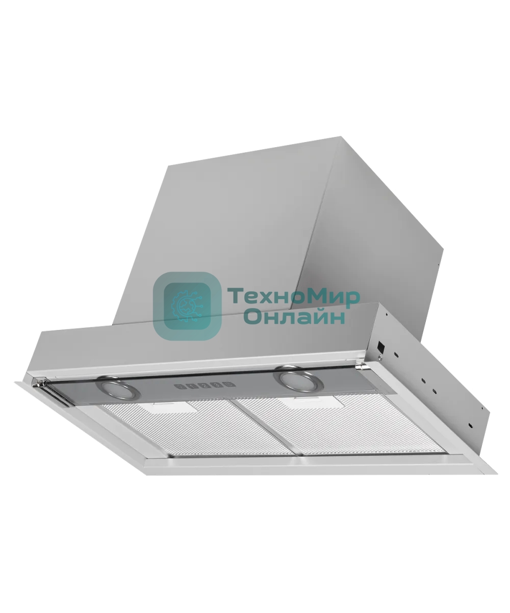 Вытяжка встраиваемая Kuppersberg Francesca 60, ширина 60 см, отвод/рециркуляция, 850 м3/час, электронное кнопочное управление, 3 скорости, светодиодное освещение 2х3,5 Вт, металлический жироулавливающий фильтр, 62 дБ, стальной