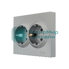 Розетка 2-м СП VESNA с заземл. ПБТ платина LEZARD 742-3500-127B