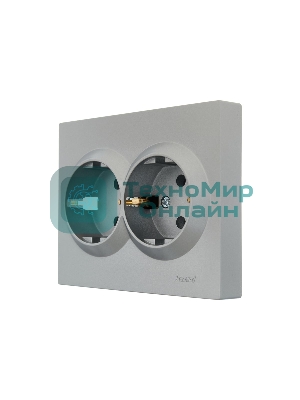 Розетка 2-м СП VESNA с заземл. ПБТ платина LEZARD 742-3500-127B