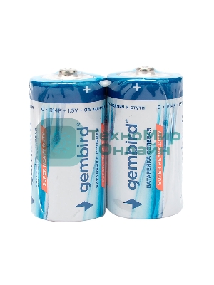 Батарейки солевые Gembird Gb-R14P-2F, тип С(R14P), 2шт, пленка