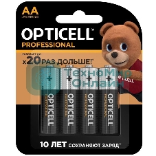 Элемент питания алкалиновый AA/LR6 (блист. 4шт) Professional Opticell 5052001