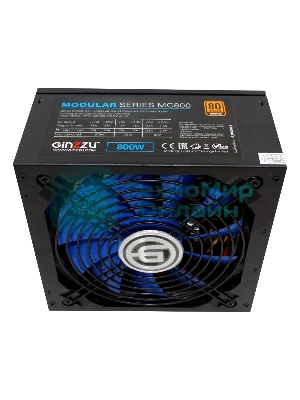 Блок питания Ginzzu MC800 14CM 80+Bronze черный