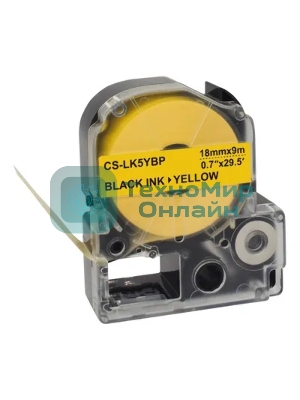 Картридж ленточный Cactus CS-LK5YBP черный, 18мм, 9м для Epson LW400/LW700/LW600P/LW1000P/K400/Z700/Z900