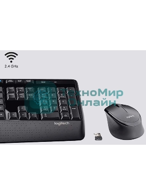 Комплект клавиатура+мышь Logitech MK345 беспроводной, USB, 1000 DPI, чёрный/серый