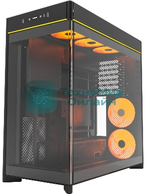 Компьютерный корпус Montech HS02 PRO черный без БП ATX 4x140мм 2xUSB 3.0 audio bott PSU