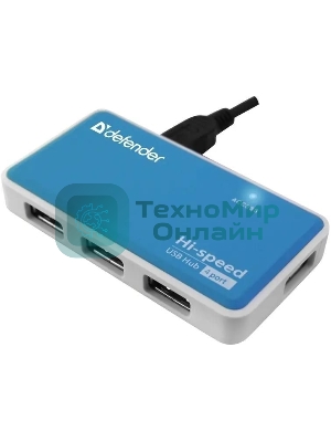 Концентратор USB Defender Quadro Power, USB, адаптер/через USB, блок питания