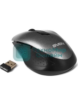 Мышь беспроводная SVEN RX-425W серый, 1600 dpi, радиоканал, USB, кнопки - 6