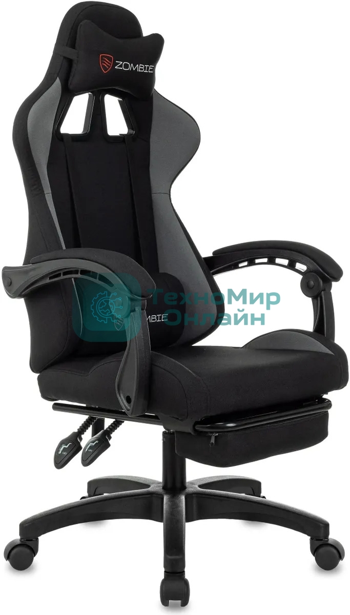 Кресло Zombie Shadow черный/серый, ткань, подставка для ног