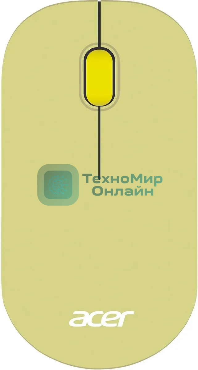Мышь беспроводная Acer OMR205 зеленый/желтый, 1200 dpi, радиоканал, USB, кнопки - 3