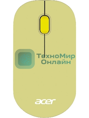 Мышь беспроводная Acer OMR205 зеленый/желтый, 1200 dpi, радиоканал, USB, кнопки - 3