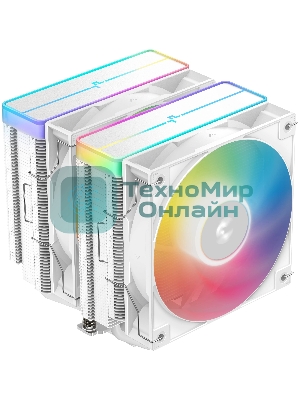 Кулер для процессора DEEPCOOL AG620 WH ARGb V2 LGA20XX/1700/1200/115X/AM5/AM4 (9шт/кор, TDP 260W, PWM, ARGb DUAL Fan 120мм, 6 тепл. трубок, белый) RET