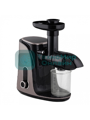 Соковыжималка BQ J2001 чёрный/серебристый, шнековая горизонтальная, 150 Вт, 450 мл, электронное, реверс