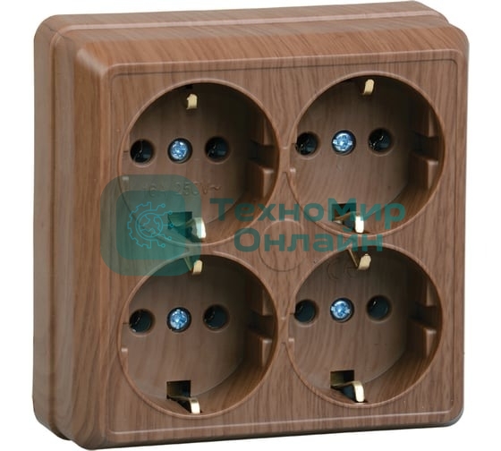 Розетка IEK ERO41-K04-16-DC РС24-3-ОД 4местн. с з/к 16А откр.уст. ОКТАВА (дуб)