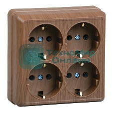 Розетка IEK ERO41-K04-16-DC РС24-3-ОД 4местн. с з/к 16А откр.уст. ОКТАВА (дуб)