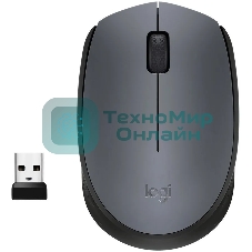 Мышь беспроводная Logitech M170 черный/темно-серый, 1000 dpi, радиоканал, USB, кнопки - 3