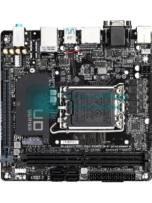 Материнская плата Gigabyte H610I, LGA 1700, Intel H610, 2xDDR5, 4xSATA, 1xM.2, 1xPCIe 4.0 x16, 1xHDMI, 1xVGA, 2xDP, 1x 1Gb LAN, 2xUSB-A 3.2 Gen 1, 4xUSB-A 2.0, 3x 3.5 мм, 7.1, Mini-ITX