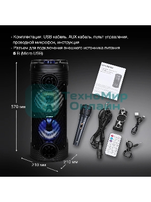 Минисистема Hyundai H-MC170 черный 80Вт/FM/USB/BT/SD/MMC