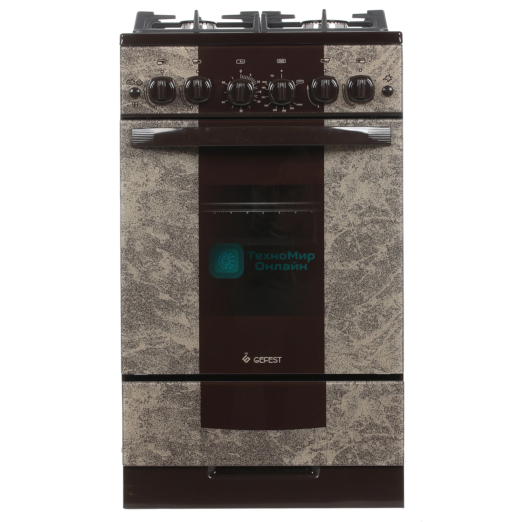 Плита газовая Gefest 5500-02 0114 коричневый, конфорок 4 шт, духовка 52 л, 50 см x 85 см x 58.5 см