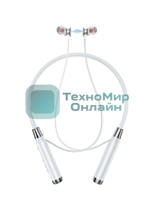 Беспроводные наушники HOCO ES62 Pretty серебристый, внутриканальные (с шейным ободом), Bluetooth