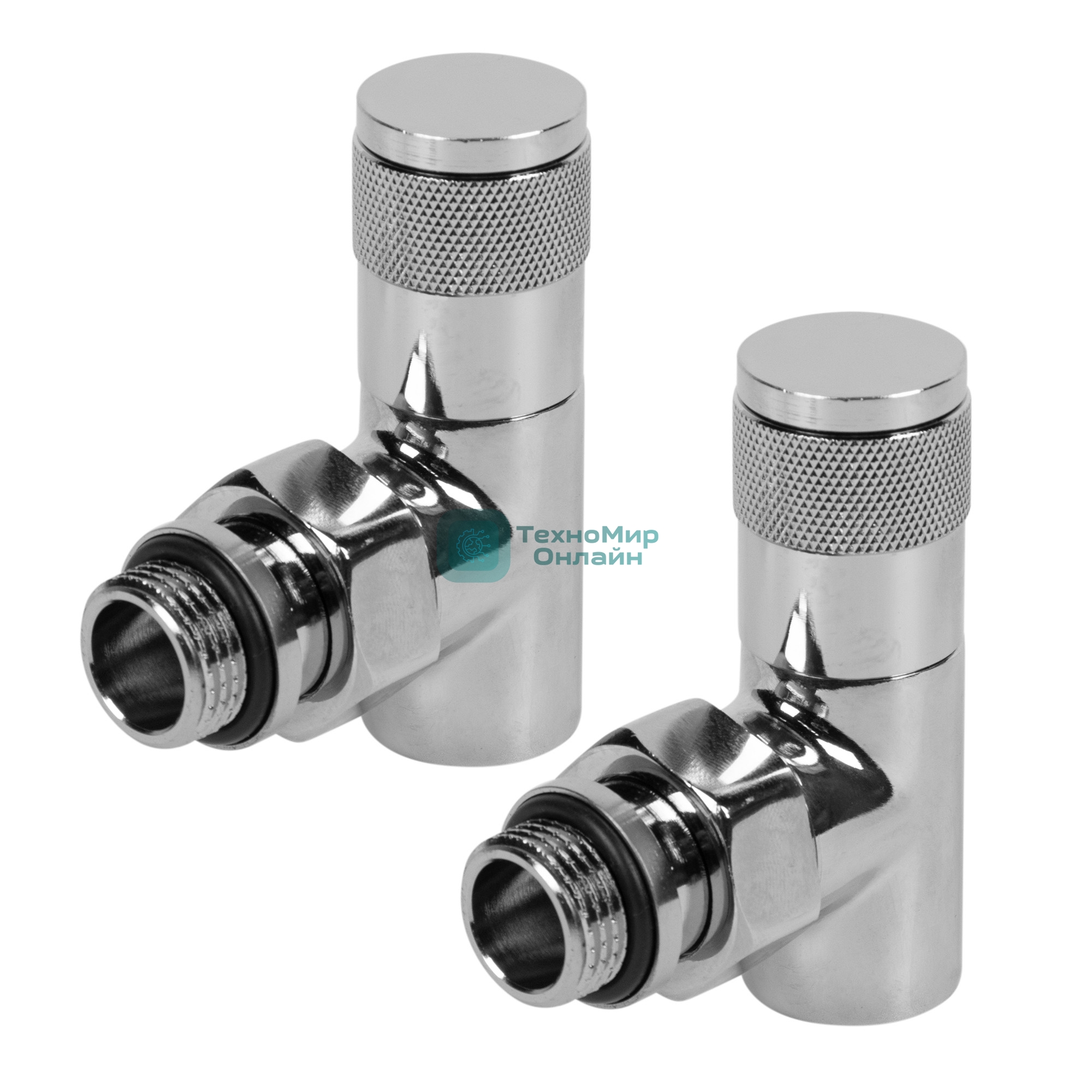 Набор дизайн-вентилей, PIANO, угловой (хром) 1/2