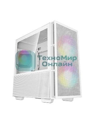 Компьютерный корпус Deepcool CH360 WH без БП, боковое окно (закаленное стекло), 2x140мм ARGb LED вентилятор спереди и 1x120мм ARGb LED вентилятор сзади, белый, mATX