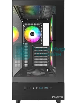 Компьютерный корпус Montech XR черный без БП ATX 3x120мм 2xUSB3.0 1xUSB3.1 audio bott PSU