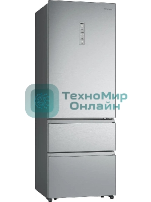 Холодильник Hisense RT641N4ACE серый, двухкамерный, 366/169, морозилка снизу, No Frost