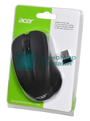 Мышь беспроводная Acer OMR010 черный, 1200 dpi, радиоканал, USB, кнопки - 3