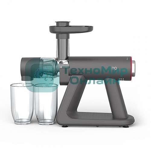 Соковыжималка BQ J2002 серый, шнековая горизонтальная, 150 Вт, 500 мл, электронное, реверс