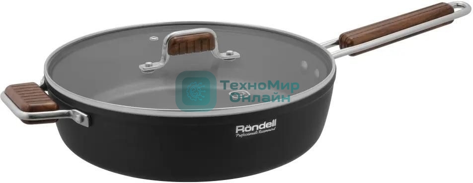 Сотейник Rondell Fjord RDA-1799, 28 см, с крышкой, черный