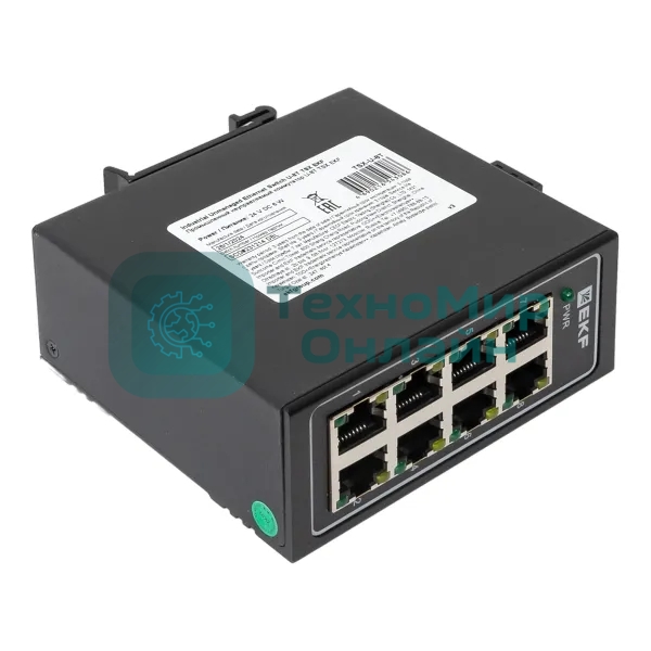 Коммутатор неуправляемый промышленный U-8T 8 портов 10/100Base-T(X) RJ45 монтаж на DIN-рейку TSX EKF TSX-U-8T
