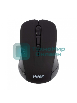 Мышь беспроводная HIPER HOMW-101, 1000-1600 dpi, оптический, 4 кнопки, Soft-touch покрытие, USB-приемник, 2,4 ГГц, батарея 1хАА, черный (HOMW-101)