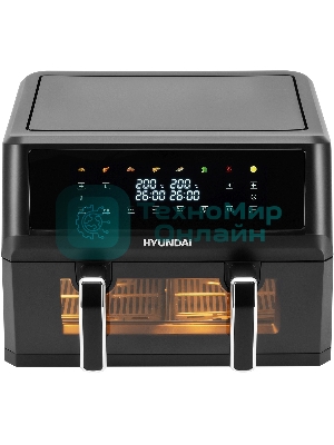 Аэрогриль Hyundai HYF-9089 черный, 2400 Вт, 11 л, сенсор, 9 программ